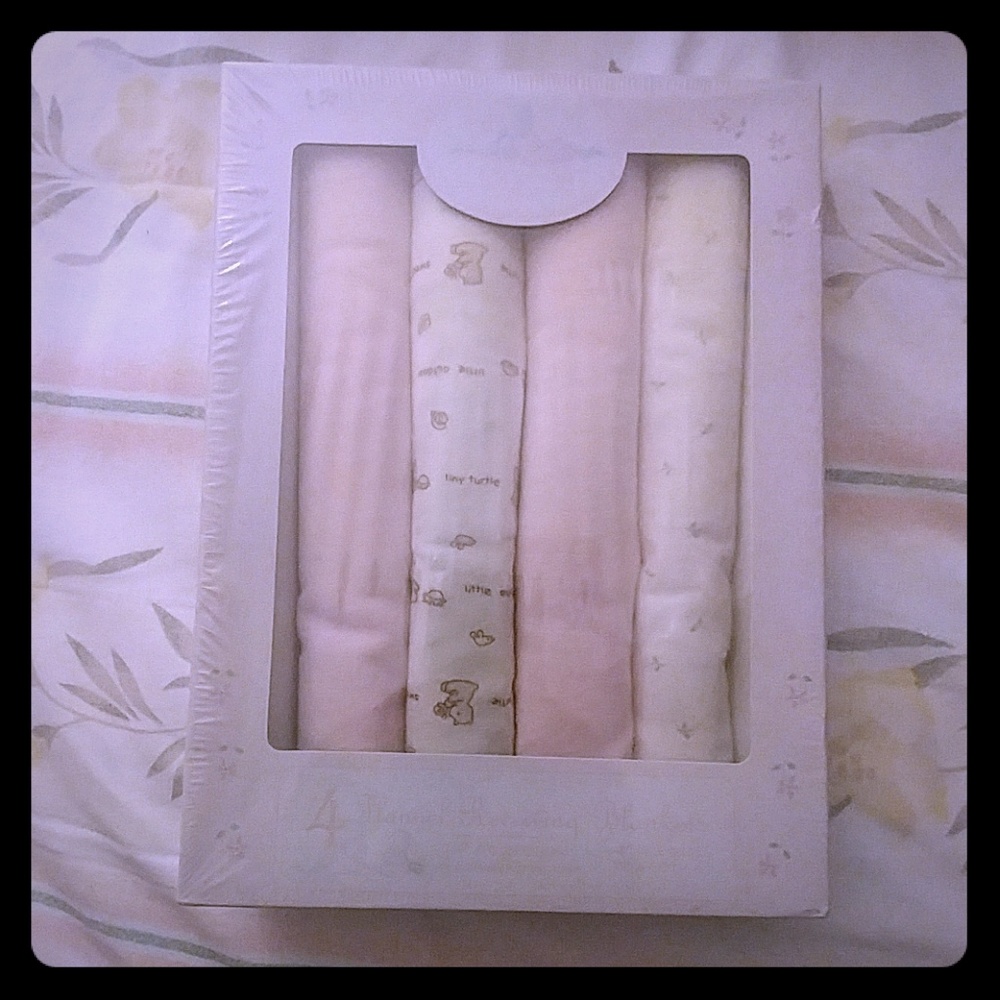 Four Flannel Receiving Blankets Gift Box